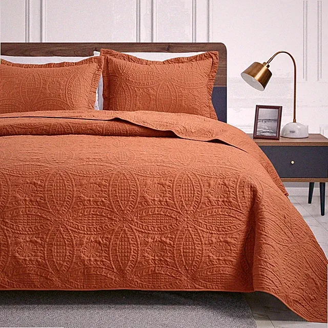 Durable California King Quilt Coverlet with Ultrasonic Technology & Pillow Shams