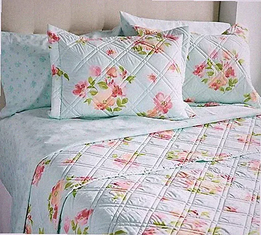 Home Reflections Floral Coverlet and Matching Sheet Set Soft Blue