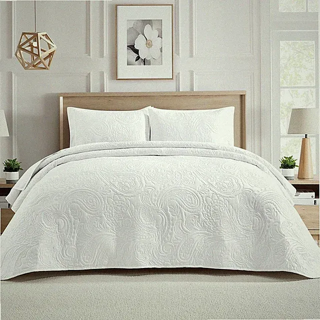 Lightweight Flower Coverlet Set - King Size Ultrasonic Quilt