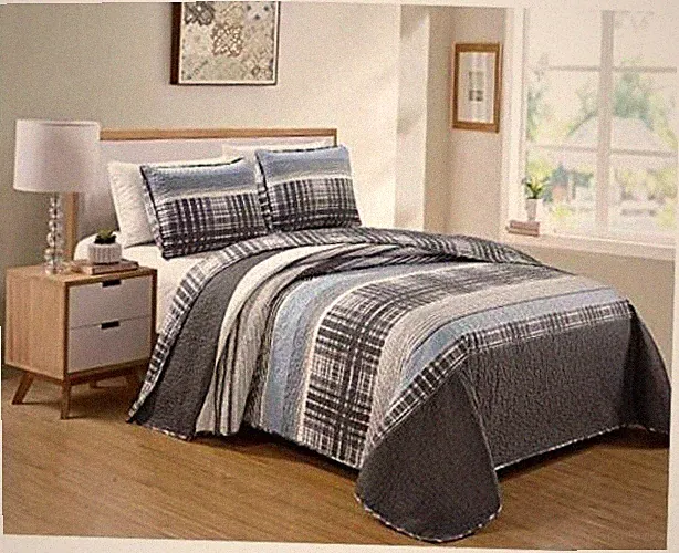 Luxury Home Collection 3 Piece Quilted Reversible Coverlet King/California King