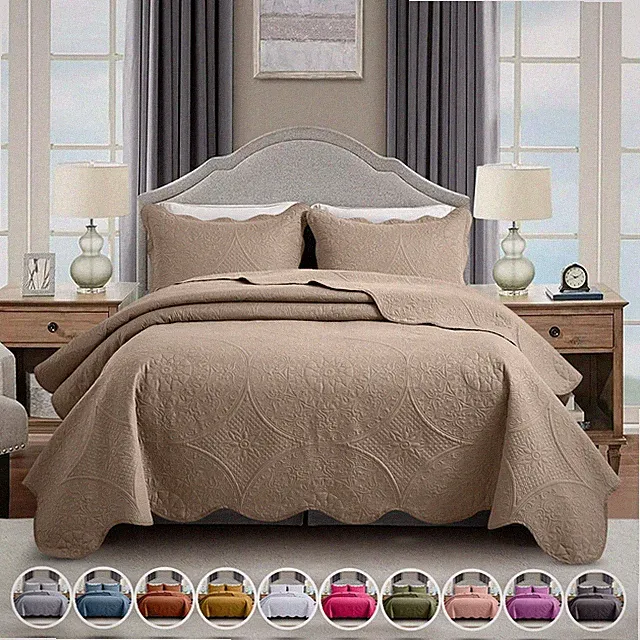 Luxury Summer Cooling Bedspread Set Reversible Coverlet Bedding Throw Queen King